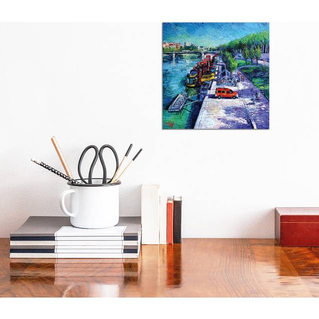 The Lively Banks of Lyon by Mona Edulesco - Wrapped Canvas Painting (30.48cm H x 30.48cm W x 1.91cm D)
