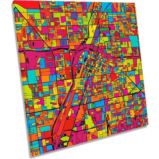 Las Vegas City Modern Map - Wrapped Canvas Graphic Art (40.6cm H x 40.6cm W x 2cm D)
