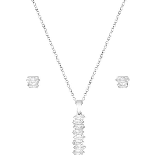 Simply Silver Sterling Silver 925 Cubic Zirconia Icicle Stick Set - Gift Boxed