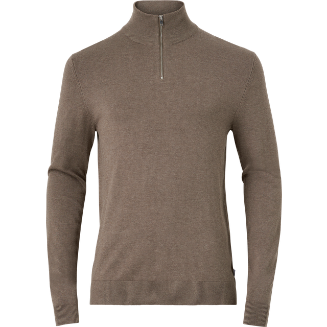 Lindbergh - Tröja Half Zip Melange Knit - Grå