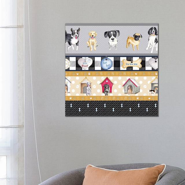 A Dogs Life on Plaid Panels by Andi Metz - Wrapped Canvas Graphic Art (66.04cm H x 66.04cm W x 1.905cm D)