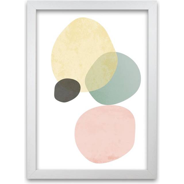 Abstract Pastel B - Graphic Art Print on Paper - White Frame (42cm H x 30cm W x 3cm D)