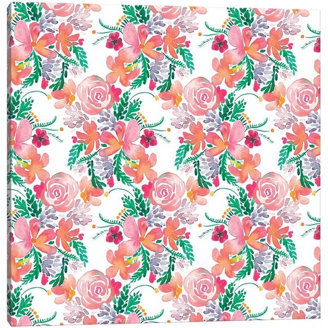 Sweet Flowers Bouquet Pink - Wrapped Canvas Painting (45.72 cm H x 45.72 cm W x 1.91 cm D)