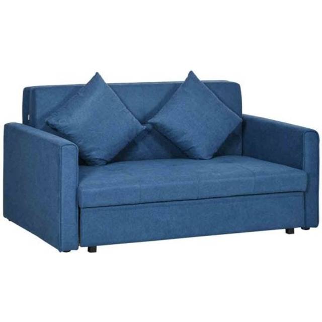 HOMCOM 2 Seater Sofa Bed - Convertible Bed Settee - Modern Fabric Loveseat Sofa Couch with 2 Cushions - Hidden Storage for Living Room - Guest Room -