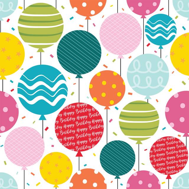 Birthday Seamless Pattern with Colourful Balloon Design by Hazelnut_2630 - Wrapped Canvas Graphic Art (30cm H x 30cm W x 3.8cm D)