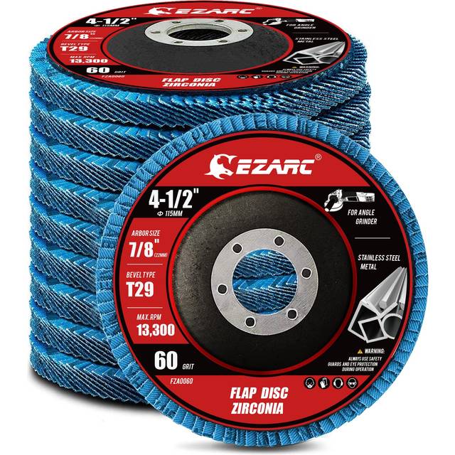 EZARC Flap Disc 4 1/2 Inch for Anger Grinder, 10 PCS 60 Grit Zirconia Grinder Sanding Disc, Type 29 Abrasive Grinding Wheel for Stainless Steel, Shee