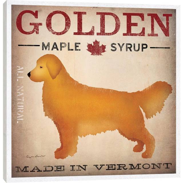 'Golden Maple Syrup' Graphic Art on Wrapped Canvas - White Floater Framed (93.98 cm H x 93.98 cm W)