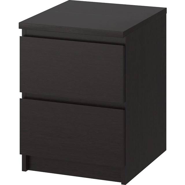 IKEA MALM Wooden Chest of 2 drawers, black-brown 40x55 cm