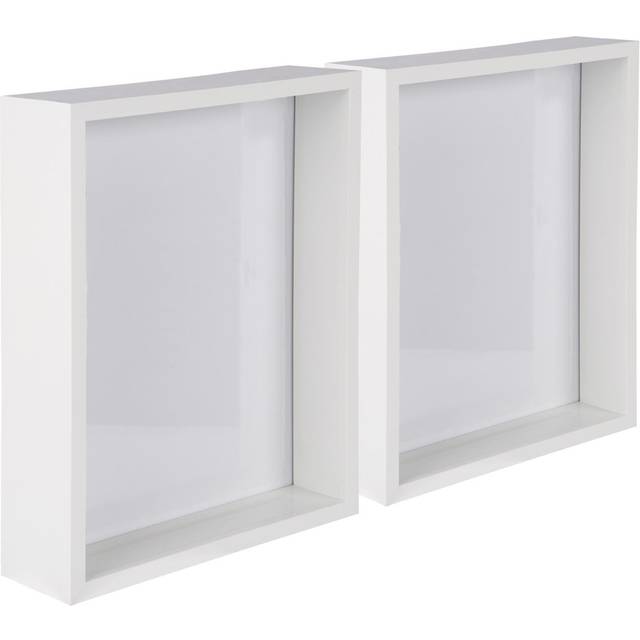 Nicola Spring - 3D Deep Box Photo Frames - White (26.5cm H x 21.5cm W x 6cm D)