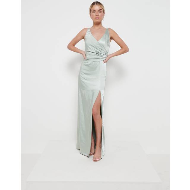 Esmee Wrap Maxi Bridesmaid Dress - Matte Sage, 8