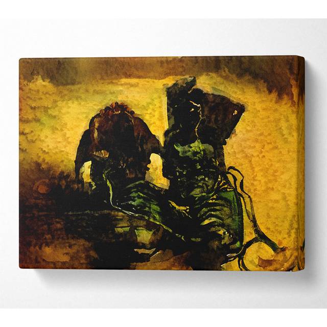 Van Gogh A Pair Of Shoes - Wrapped Canvas Art Prints - Multicolour (66cm H x 106.6cm W x 10cm D)