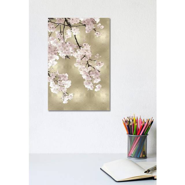 Pink Blossoms on Gold I by Kate Bennett - Wrapped Canvas Art Prints (30.48cm H x 20.32cm W)