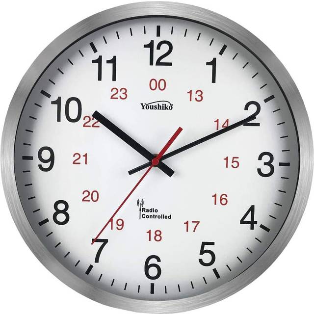 Radio Controlled Wall Clock (Official UK & Ireland Version), Premium Quality, Silver Aluminium Case 30cm,