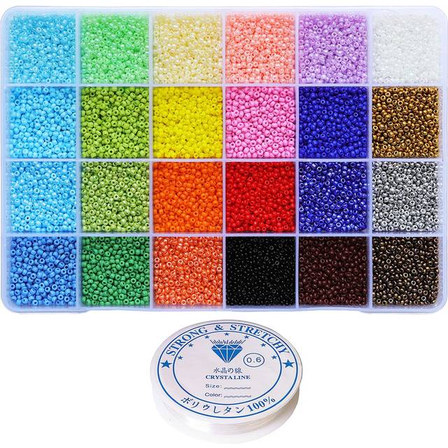 Bala&Fillic Size 10/0 Glass Seed Beads About 13200pcs in Box 24 Multicolor Assortment Craft Seed Beads for Bracelet Making About 550pcs/Color  24 Colo