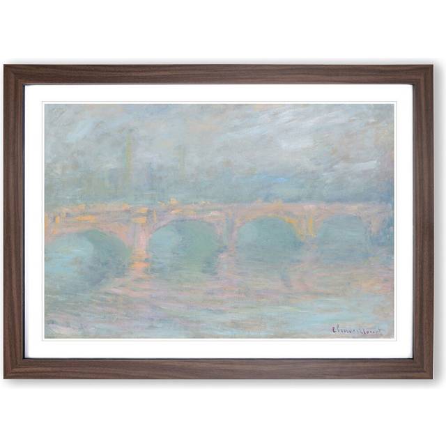Waterloo Bridge in London Vol.2 by Claude Monet - Picture Frame Painting - Walnut (27cm H x 36cm W x 2cm D)