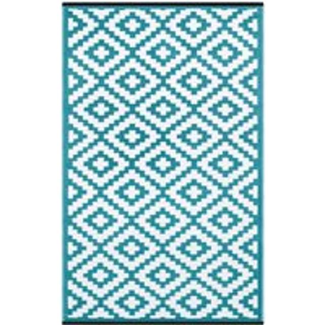 Teal Blue and White Green Decore Nirvana Reversible Outdoor Camping Rug - Teal Blue and White / 240cm