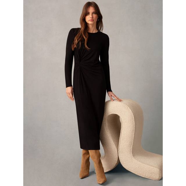 Ro&Zo Womens Black Twist Detail Jersey Dress - Size 6 UK