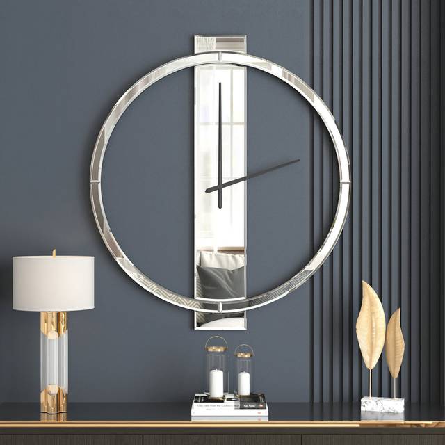 Glass Wall Clock - Silver (60cm W X 68cm H X 2cm D)