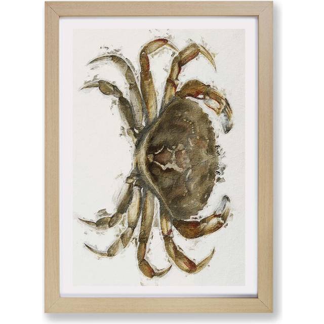 'Rock Crab' by J.E. De Kay - Picture Frame Painting Print on Paper - Oak Framed (33cm H x 45cm W x 2cm D)