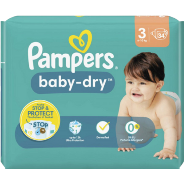 Pampers Baby Dry Blöjor Storlek 3 Midi 34 st (6-10kg)