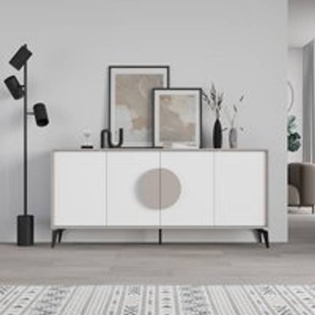 Decortie Gora 4 Door Mocha Grey and White Sideboard - Multi