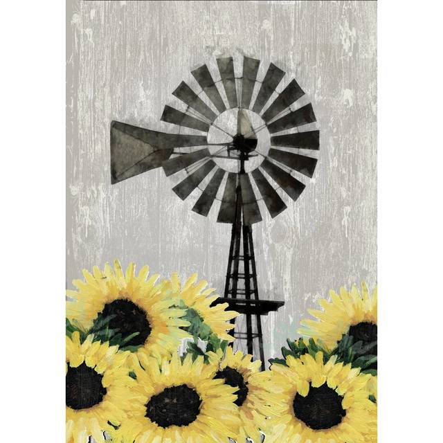 Sunflower Windmill - Wrapped Canvas Art Prints (91cm H x 61cm W)