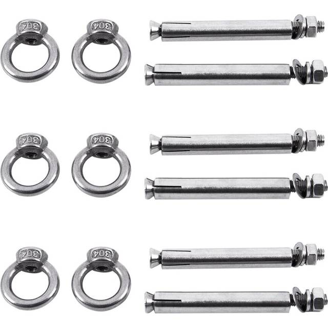 6Pcs Stainless Steel Raw Style Shield Anchor Eye Bolts M6 x 82mm,Silver
