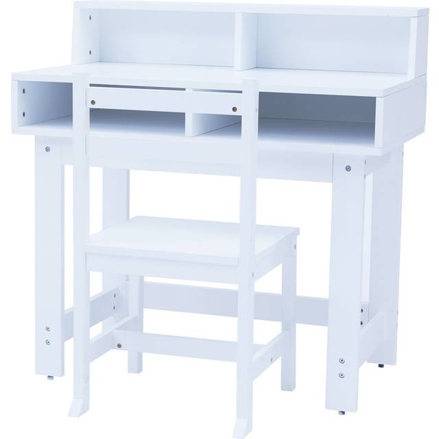 Fantasy Fields By Teamson Kids Wooden Play Writing Desk With Storage Chair Set, White