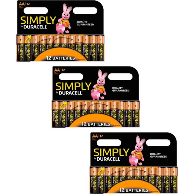 Duracell Simply Pk12 AA Batteries, Pack of 3