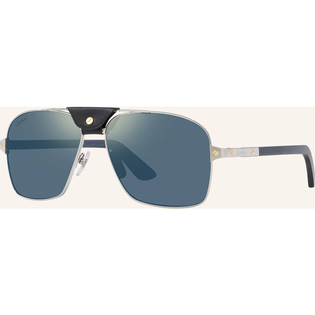 Cartier Womens Blue 6l001654 Ct0389s Rectangle-frame Metal Sunglasses