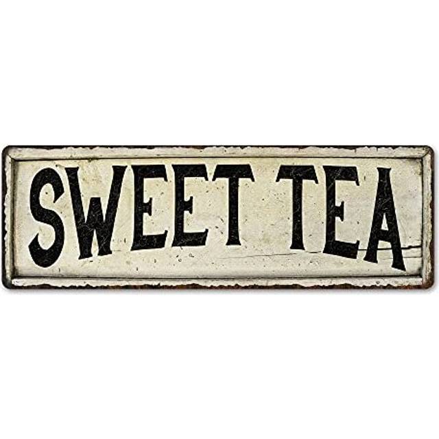 SWEET TEA Sign Farmhouse Decor Country Decorations Wood Look Signs Wall Art Tin Plaque 6 x 18 High Gloss Metal 206180028280