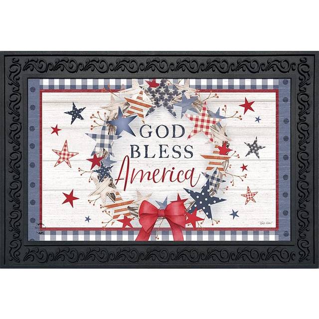 Briarwood Lane American Wreath Rustic Doormat Patriotic Indoor Outdoor 30 x 18