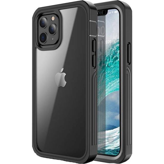 iPhone 12 Pro Max Heavy Duty Case - Tåligt Skal med Skärmskydd - Transparent / Svart