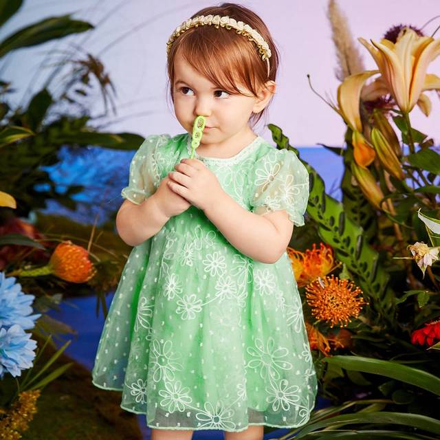 Baby Girl Chic Tyll Klänning - Grön (6-9M,9-12M,12-18M,18-24M,2-3Y)
