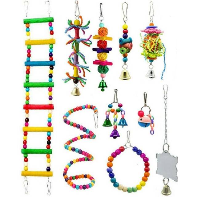 10X Parrot Hanging Swing Bird Toy Harness Cage Ladder Parakeet Cockatiel Budgie