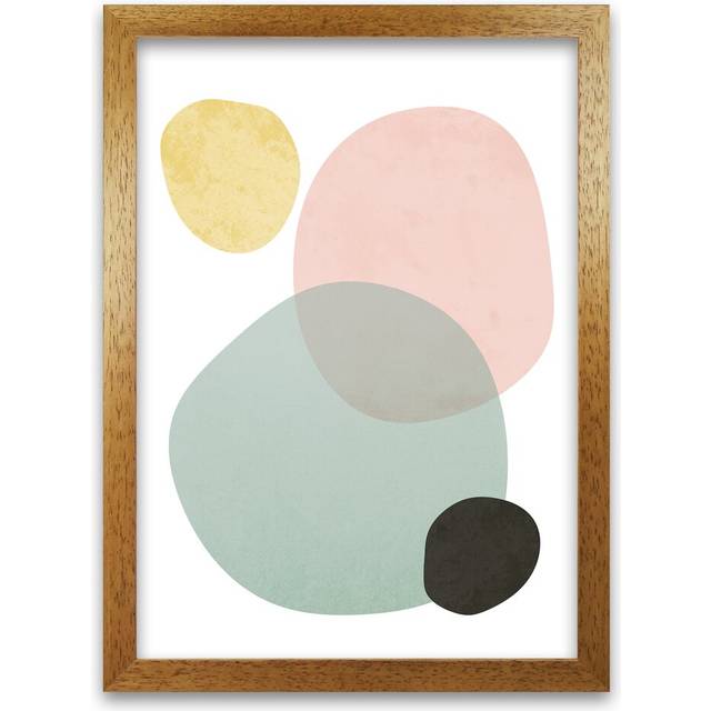 Abstract Pastel Original A - Graphic Art Print on Paper - Oak Frame (84cm H x 59cm W x 3cm D)