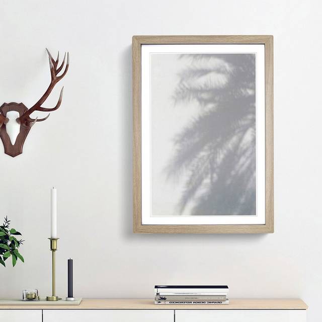 Shadows of the Palm Tree - Picture Frame Painting Print - Oak Framed (65cm H x 48cm W x 2cm D)