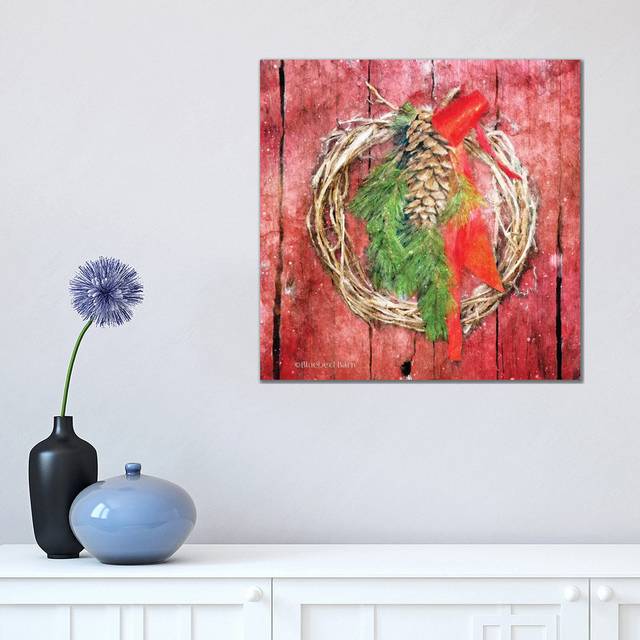 Rustic Wreath by Bluebird Barn - Wrapped Canvas Painting (45.72cm H x 45.72cm W x 1.905cm D)