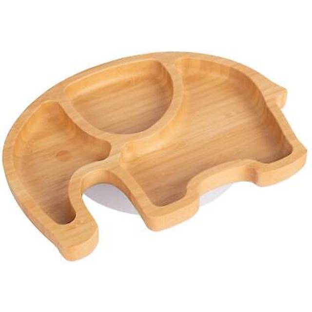 Tiny Dining - Elephant Bamboo Suction Plate - Olive Green (24cm W X 4.5cm W)