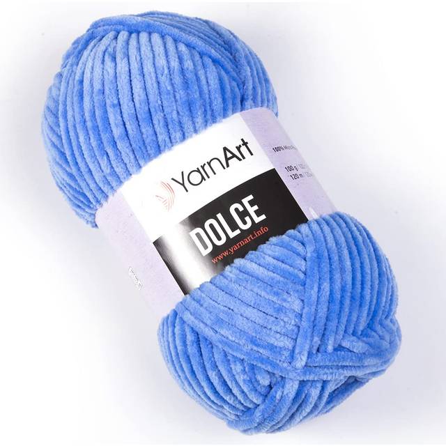 Yarn Art Dolce Yarn 100% MicroPolyester Velvet Blanket Amigurumi Super Bulky :6 Baby Chenille Yarn (1 Skein  777-BLUE)