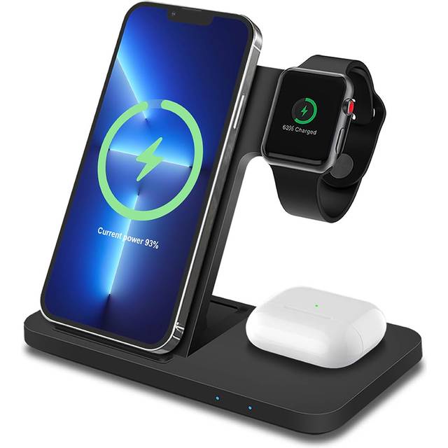Wireless charger stand for iphone, apple watch & airpods 3-in-1 fast charger