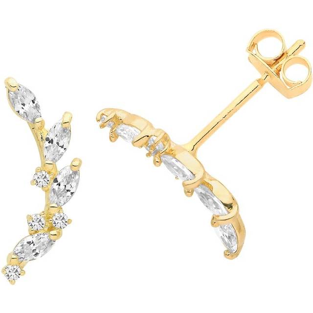 9ct Yellow Gold Zirconia Climber Stud Earrings ES1627