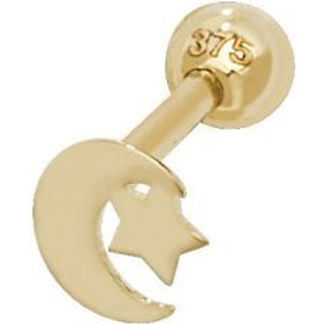9ct Yellow Gold Moon & Star Cartilage 6mm Post Stud ES936