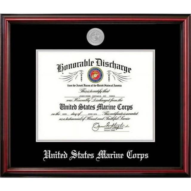 Campus Images MADPT002 8.5 x 11 in. Patriot Frames Marine Discharge Petite Cherry Frame with Silver Medallion