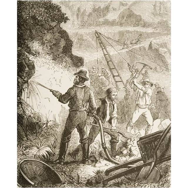 Mining Operations In The 1870S From American Pictures Drawn with Pen & Pencil by Rev Samuel Manning Circle 1880 Poster Print, Large - 26 x 32