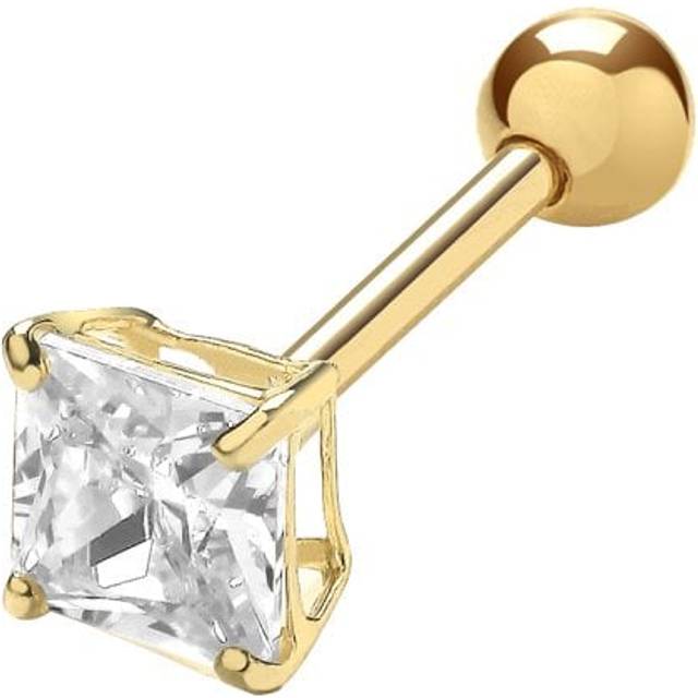 9ct Yellow Gold 4mm Sq Zirconia Cartilage Studs ES1992