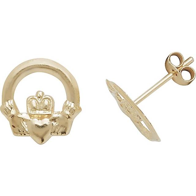 9ct Yellow Gold Claddagh Stud Earrings ES413
