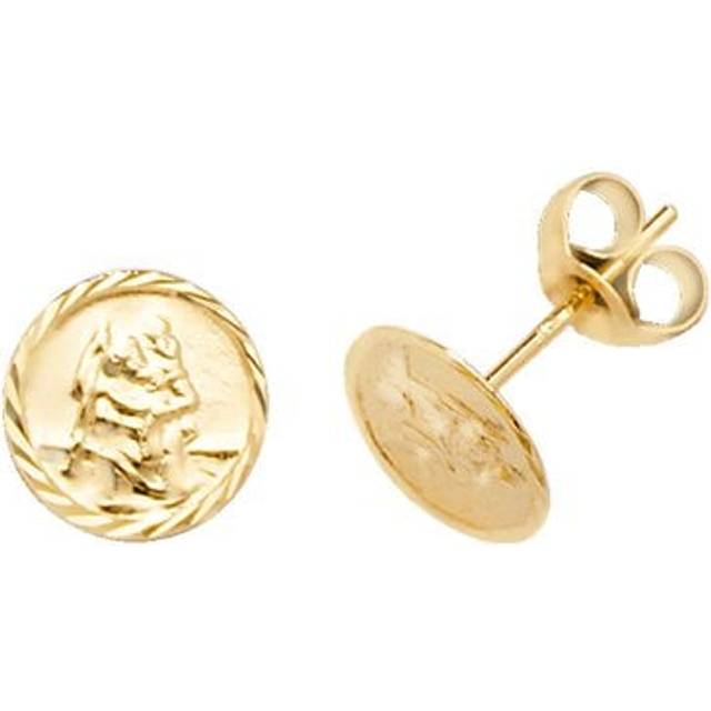 9ct Yellow Gold St Christopher Stud Earrings ES574