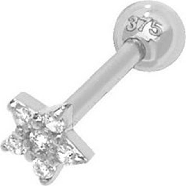 9ct White Gold Zirconia Star Cartilage 8.5mm Post Stud ES930WP