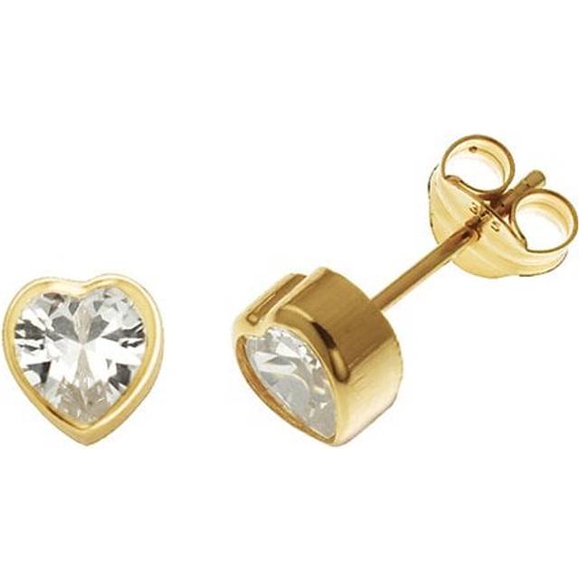 9ct White Gold Heart Zirconia Stud Earrings ES235S